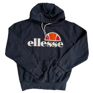 Awesome -‎ Ellesse - Gottero Navy Raised Letting Pullover Hoodie - Men's XS